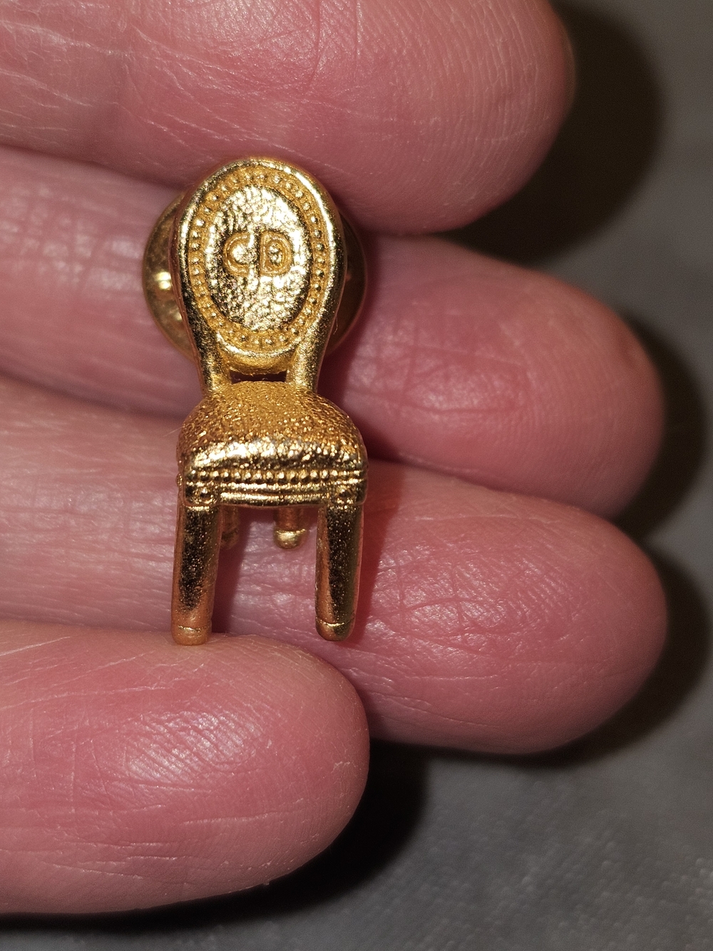 Dior Gold-tone Miniature Chair Brooch with CD Medallion - Picture 5 of 12